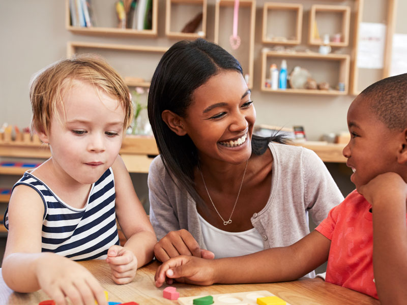 teacher with students