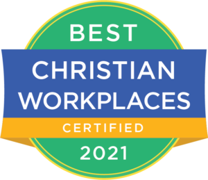 The logo of Best Christian Workplaces Certified 2021