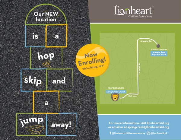 Lion heart new location graphical illustration banner