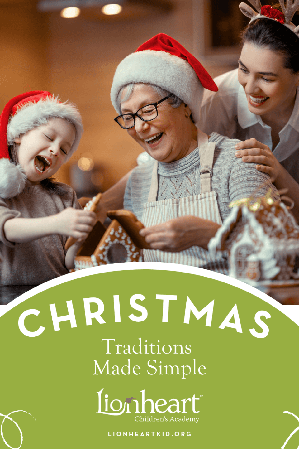 Three generations enjoying Christmas traditions