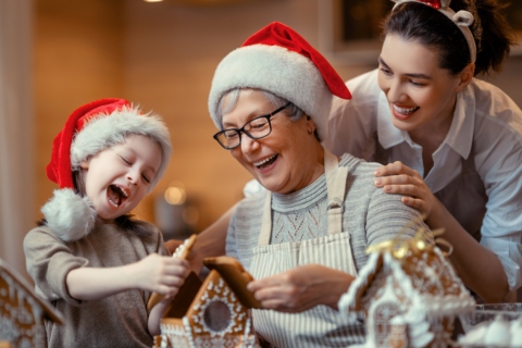 The Families enjoying simple Christmas traditions.