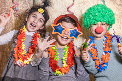 Kids dressed festively to celebrate New Year's Eve