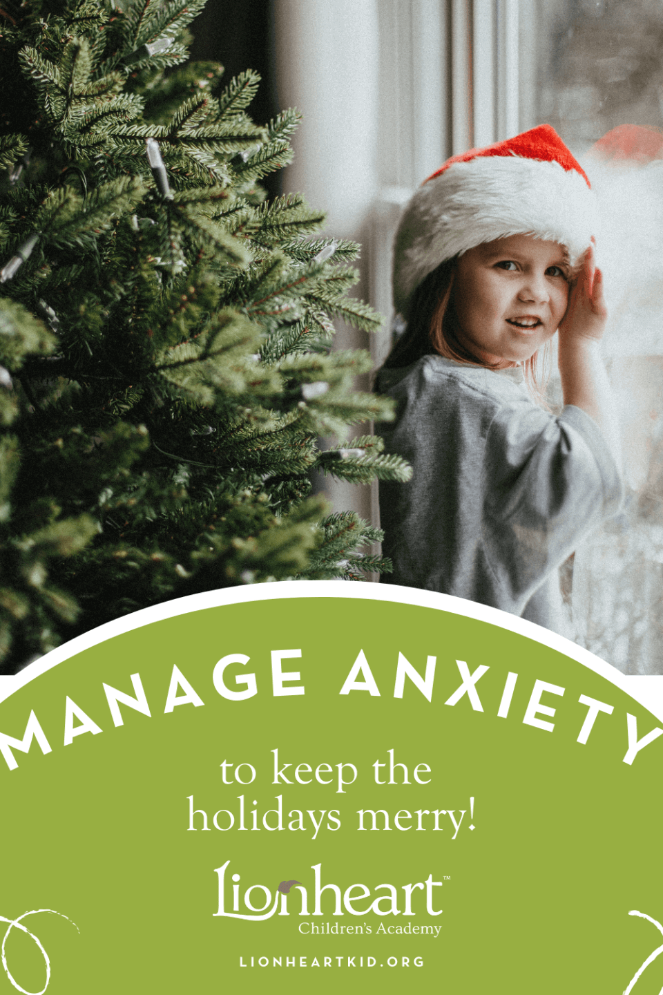 Young Girl Hiding Behind Christmas Tree