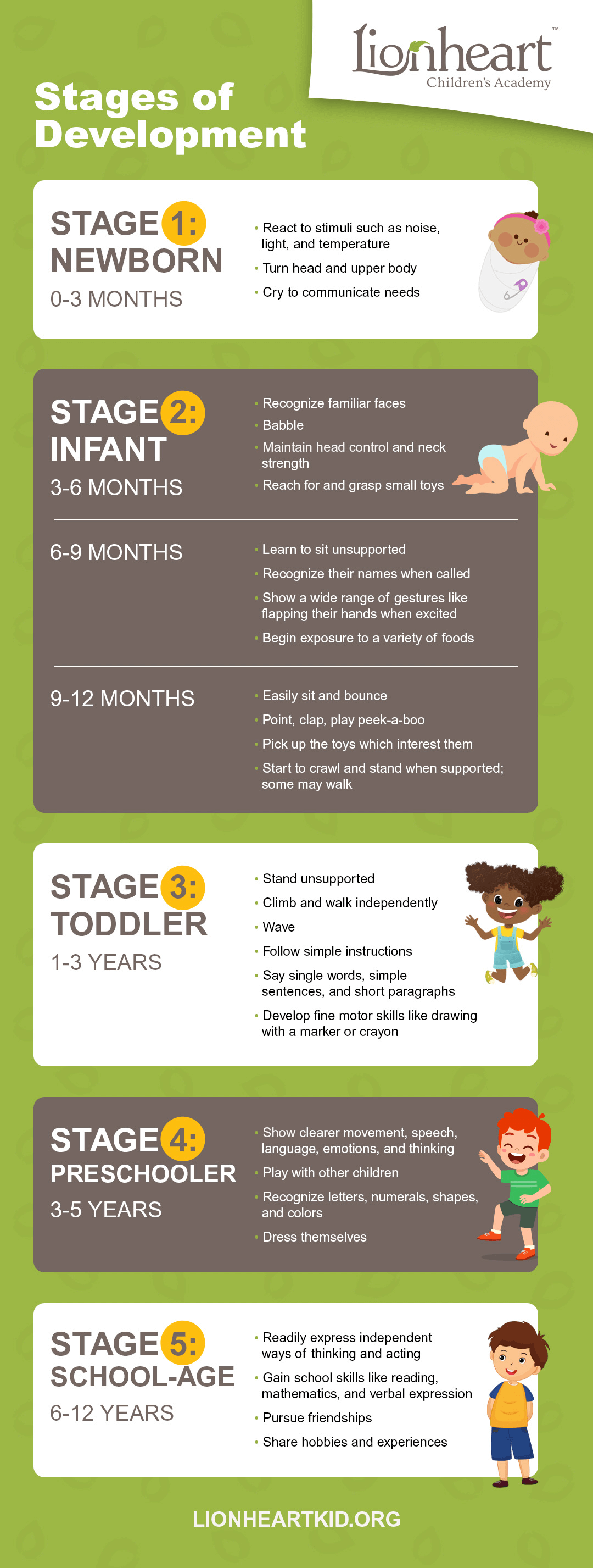 Stages of childhood development infographic 